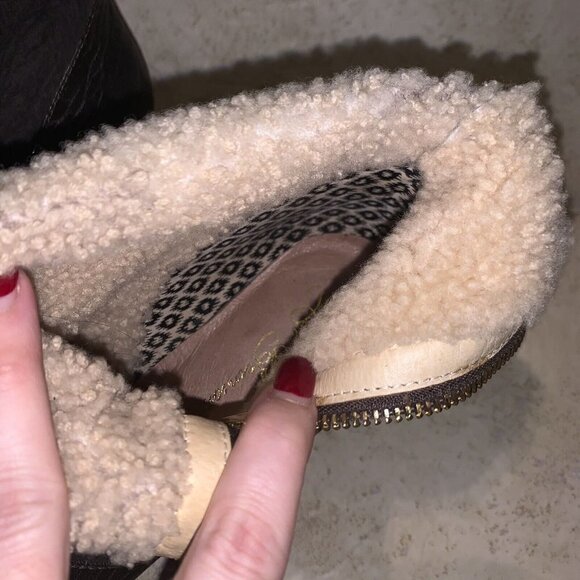 Matt Bernson Minx Brown Fold Over Faux Fur Zipper Ankle Heeled Booties Size 9.5 - Picture 6 of 9